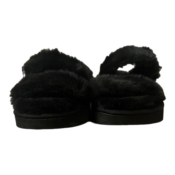 Nine West Black Faux Fur Sandals Fuzzy Plush Double Strap Buckle Slides Size 8 - Picture 4 of 9